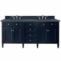 James Martin Vanities Brittany 72in Double Vanity, Victory Blue w/ 3 CM Charcoal Soapstone Quartz Top 650-V72-VBL-3CSP